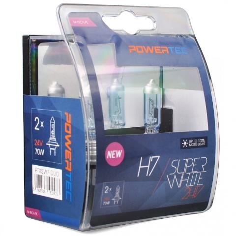 H7 24V 70W 3.450K PX26d POWERTECK SUPERWHITE BLISTER 2ΤΕΜ. M-TECH PTXSW7-DUO/MT