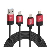 ΚΑΛΩΔΙΟ ΦΟΡΤΙΣΗΣ ΚΑΙ ΣΥΓΧΡΟΝΙΣΜΟΥ USB TYPE C-MICRO USB-USB 3.0-APLLE 8 PIN 100cm (ΚΟΚΚΙΝΟ) RED LINE 38846