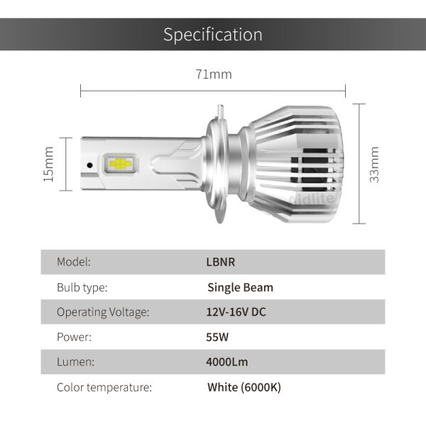 ΛΑΜΠΑ ΠΟΡΕΙΑΣ LED 12-24V H7 2τεμ. λευκο φως KP0132